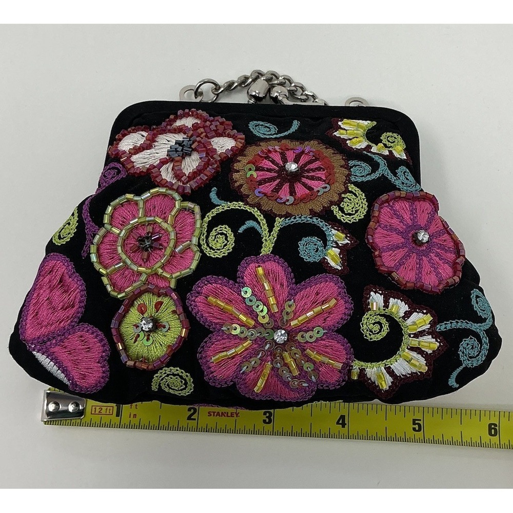 Vera Bradley 25th Anniversary Beaded Embroidered Kisslock Petite Clutch Perfect - Picture 4 of 7